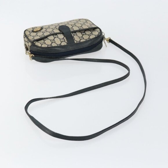 Authentic GUCCI GG Plus Supreme Shoulder Bag PVC Navy Gold - Picture 14 of 16